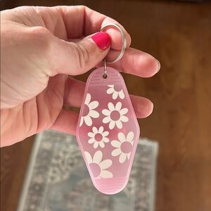 Pink Floral Keychain Key & Card Holder